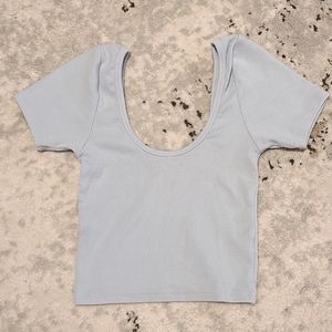 Baby Blue Fitted Crop Top